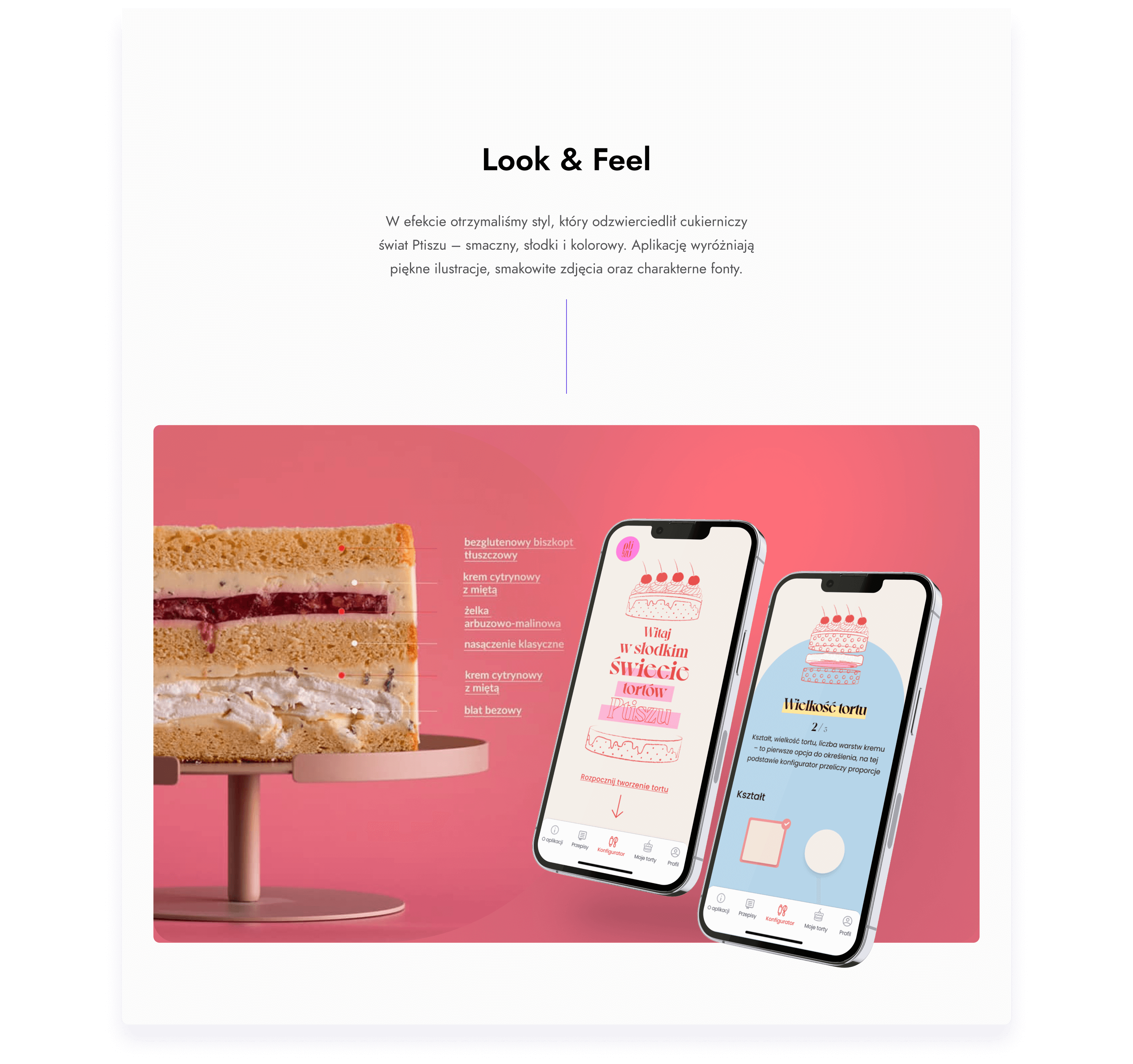Osiągnęliśmy oryginalny styl cukierniczy Ptiszu w aplikacji.