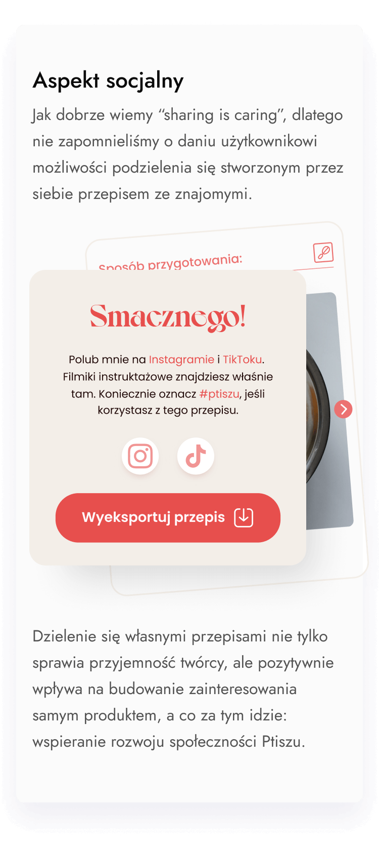 Stworzyliśmy możliwość „podzielenia się” wygenerowanym przepisem z innymi.