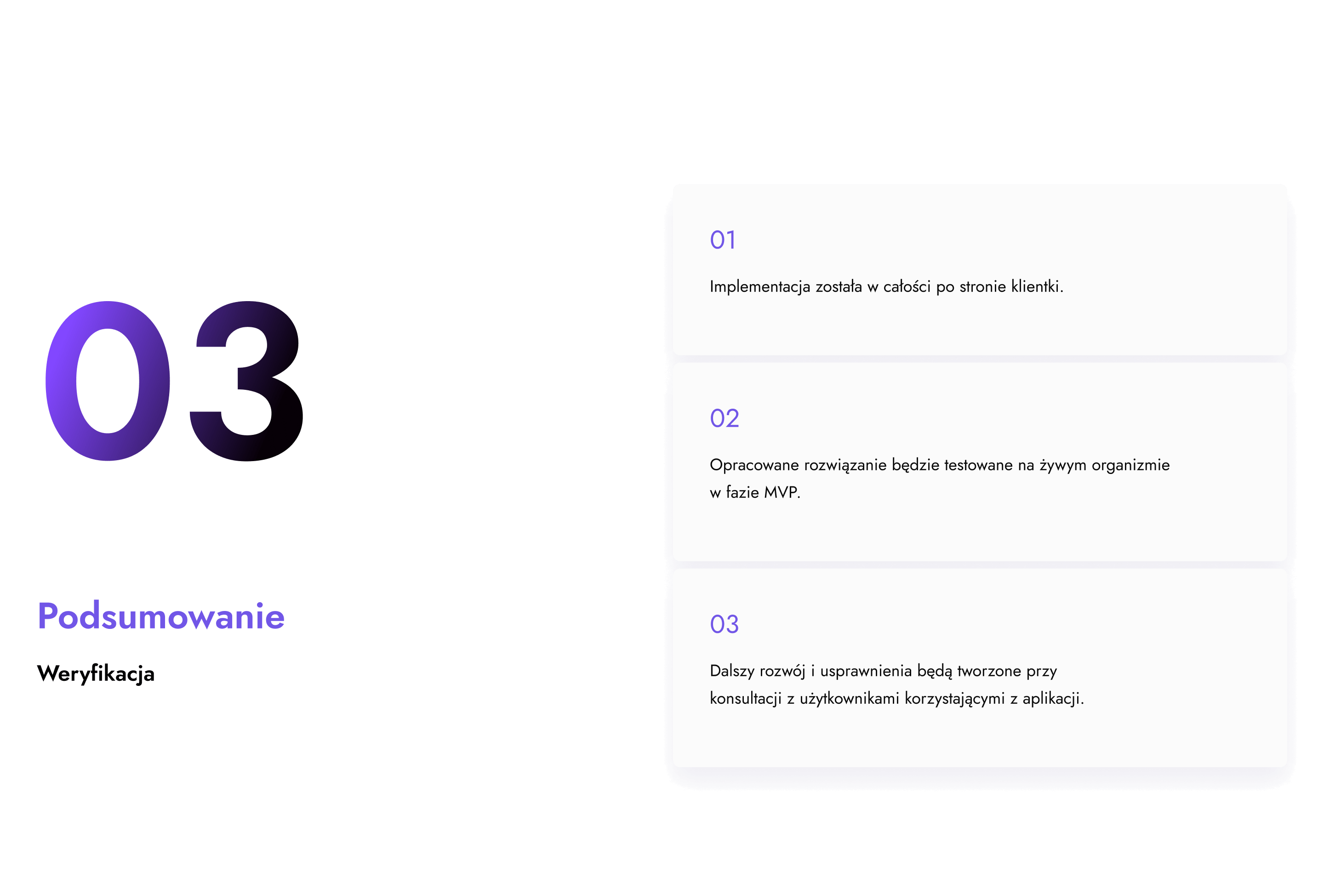 Podsumowanie w trzech etapach projektu zawierającego konfigurator tortów.