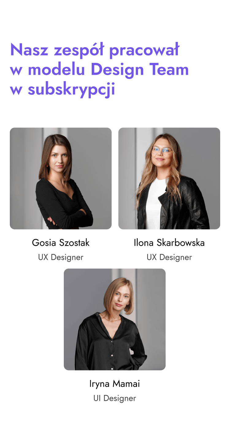 Nasz zespół pracował w modelu Design Team w subskrypcji.