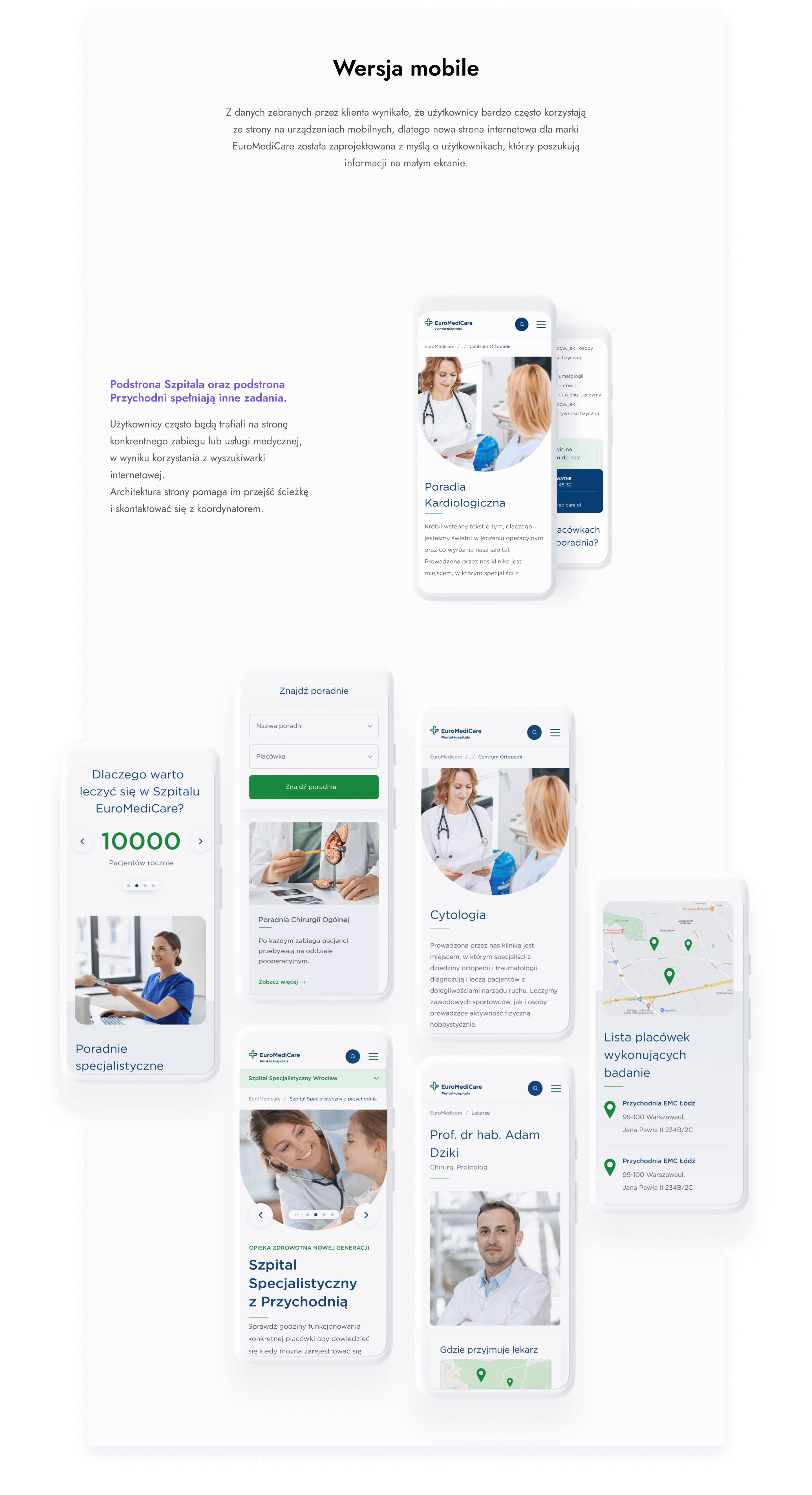 Nowa strona internetowa dla marki EuroMediCare została zaprojektowana z myślą o użytkownikach, którzy poszukują informacji na małym ekranie.