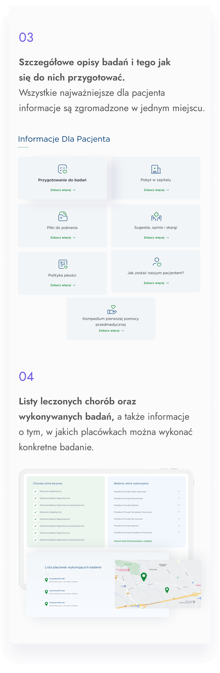 Listy leczonych chorób, czy wykonywanych badań - to jedne z informacji jakie można znaleźć na stronie.