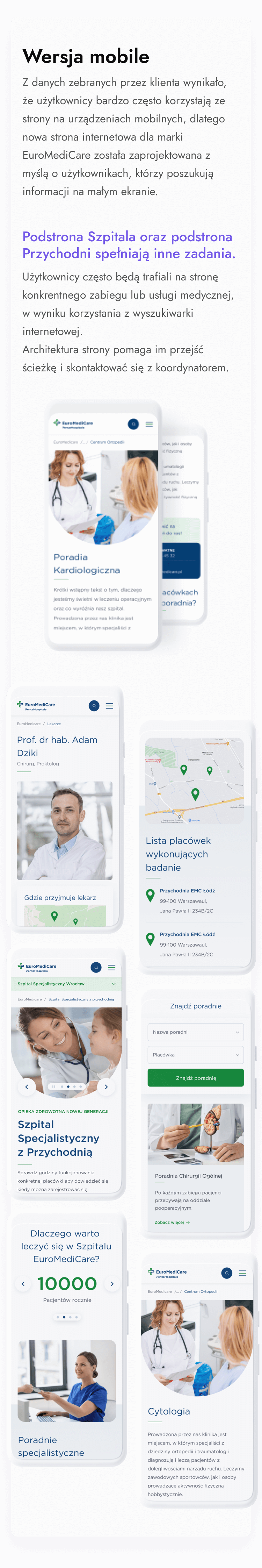 Nowa strona internetowa dla marki EuroMediCare została zaprojektowana z myślą o użytkownikach, którzy poszukują informacji na małym ekranie.